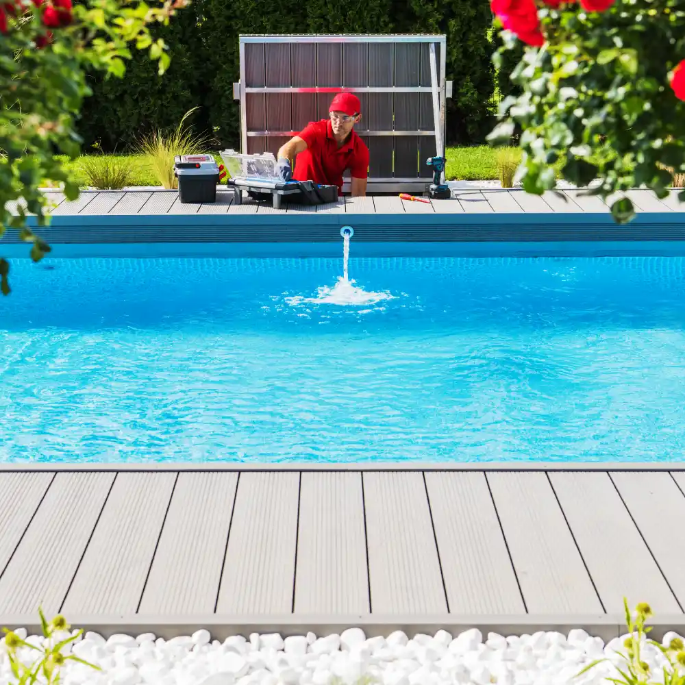 Swimming Pool Technician During Work